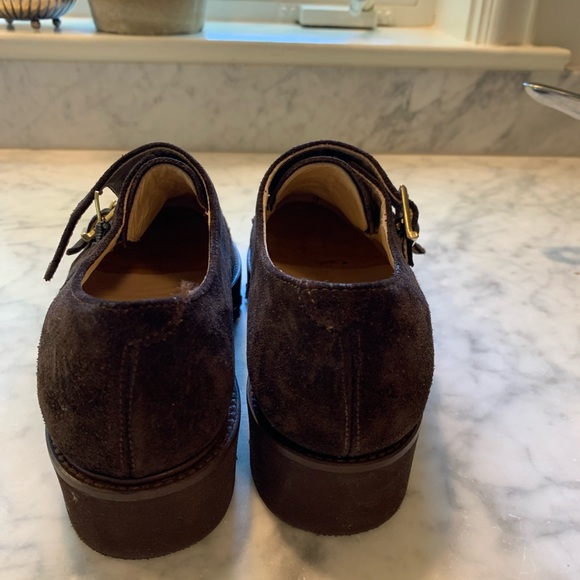 Ann Mashburn Double Monk Strap Shoes - Chocolate Suede- Size 36/6 - Picture 4 of 7